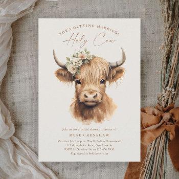 elegant boho highland cow bridal shower invitation