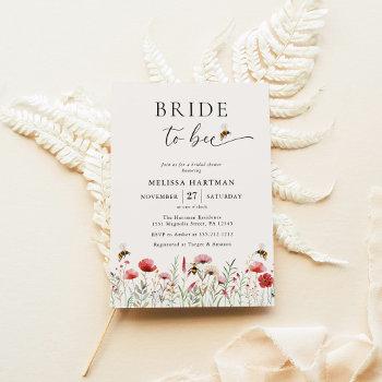 elegant boho wildflower bride to bee bridal shower invitation