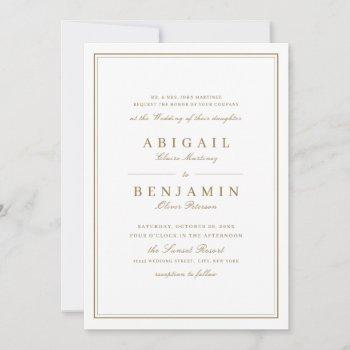elegant borders gold classy minimalist wedding invitation