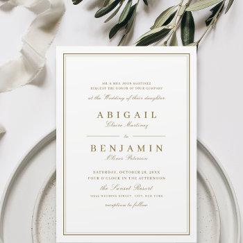 elegant borders gold classy minimalist wedding invitation