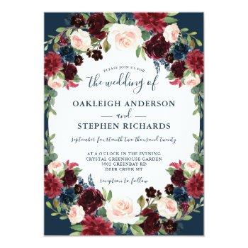 Small Elegant Burgundy And Navy Floral Wedding Front View
