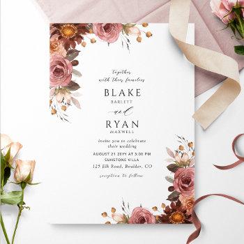elegant burgundy blush and rose wedding invitation