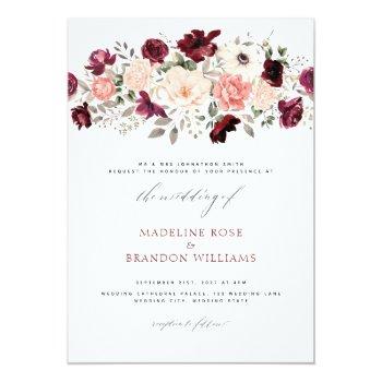 Small Elegant Burgundy Blush Floral Wedding Front View
