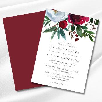 Small Elegant Burgundy Red Green Floral Rustic Wedding Front View
