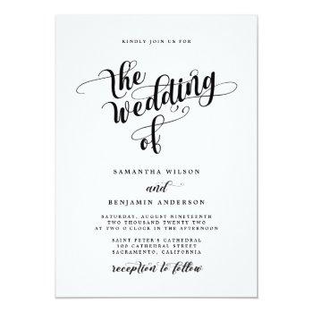 Small Elegant Calligraphy Black And White Photo Wedding Front View