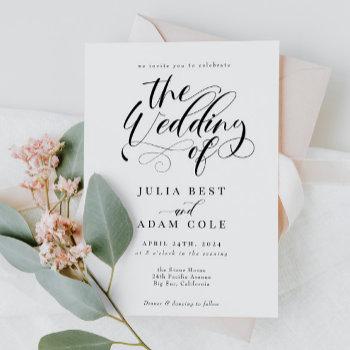 elegant calligraphy classic wedding invitation