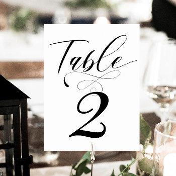 Small Elegant Calligraphy Classic Wedding Table Number Front View