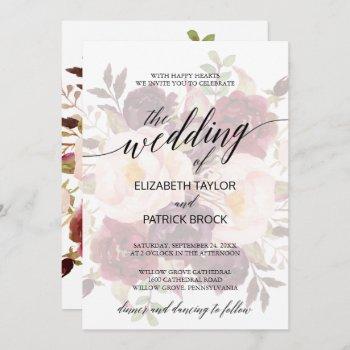 Small Elegant Calligraphy | Faded Floral Wedding Front View