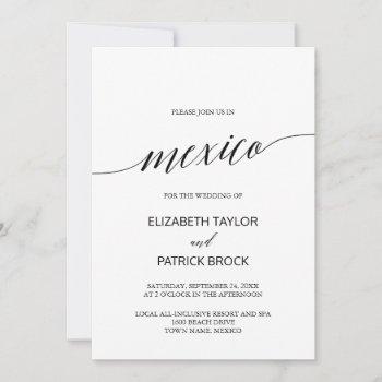 elegant calligraphy mexico destination wedding invitation