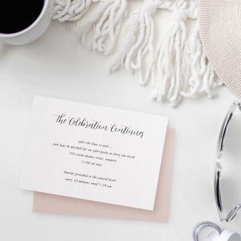 Small Elegant Calligraphy Wedding After Party Enclosure Card Front View