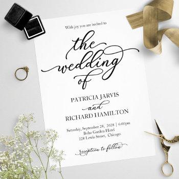 Small Elegant Calligraphy Wedding Front View