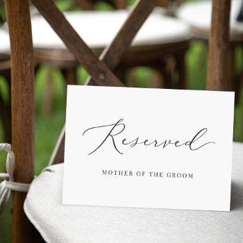 Small Elegant Calligraphy Wedding Reserved Seating Sign Front View