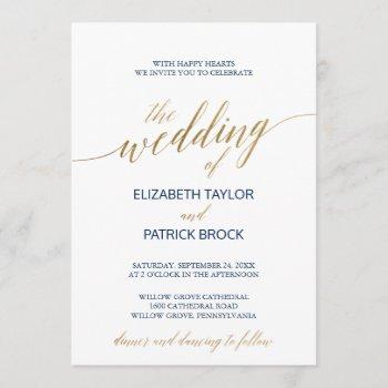 elegant calligraphy with details on back wedding invitation