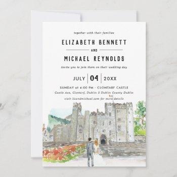 elegant castle | illustrated wedding weekend  invitation
