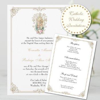 elegant catholic mary & jesus wedding  invitation