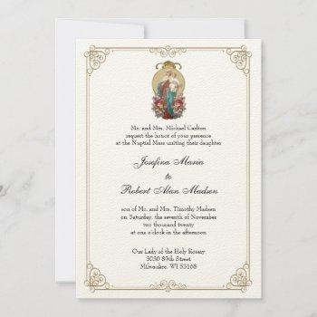 elegant catholic virgin mary jesus wedding  invitation