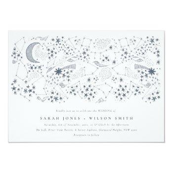 Small Elegant Celestial Navy Starry Night Moon Wedding Front View