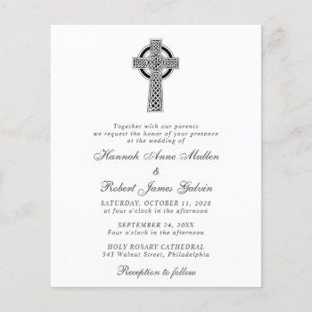 elegant celtic cross wedding invitation