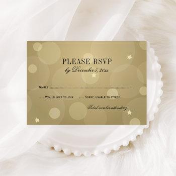 Small Elegant Champagne Gold And Black Rsvp Front View