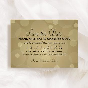 Small Elegant Champagne Gold And Black Wedding Save The Date Front View