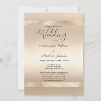 elegant champagne gold glamour luxury wedding  invitation