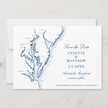 Small Elegant Chesapeake Bay Annapolis Wedding Save The Date Front View