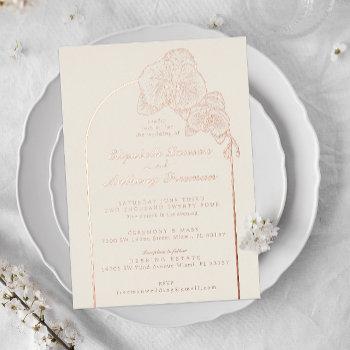 elegant chic arch gold orchid wedding  foil invitation