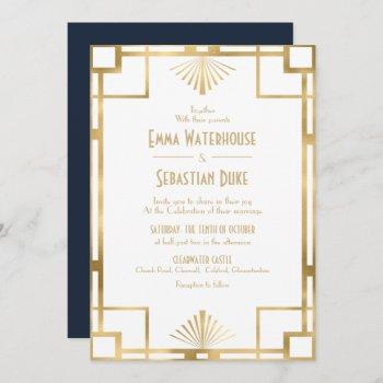 elegant chic  great gatsby art deco wedding invita invitation