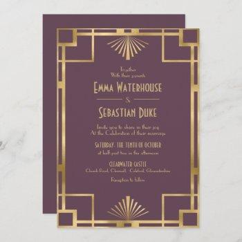 elegant chic  great gatsby art deco wedding invita invitation