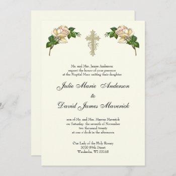 elegant christian cross wedding rings catholic invitation