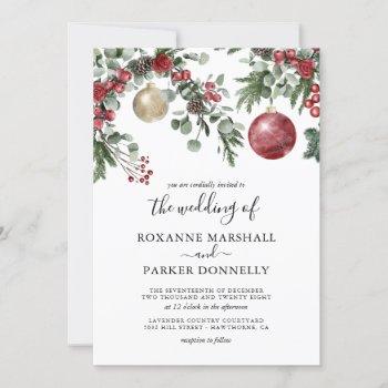 elegant christmas floral winter wedding invitation