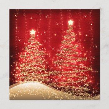Small Elegant Christmas Party Sparkling Trees Red Front View
