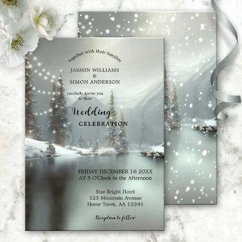 elegant christmas winter wonderland wedding  invitation