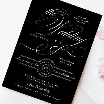 Small Elegant Classic Calligraphy | Black Tie Wedding Front View
