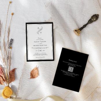 elegant | classic monogram qr code wedding  invitation
