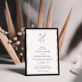elegant | classic monogram wedding frame  invitation