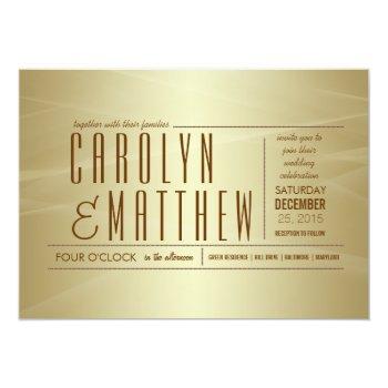 Small Elegant Classy Gold Wedding Ticket Front View
