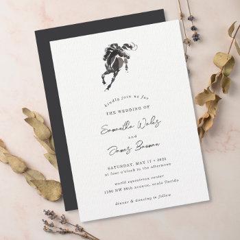elegant classy watercolor horse equestrian wedding invitation