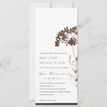 elegant copper foil hydrangea floral vow renewal invitation