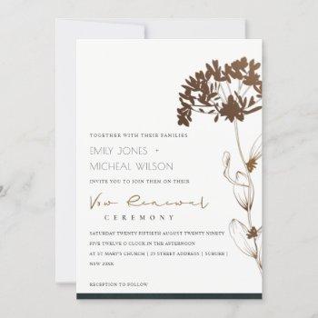 Small Elegant Copper Hydrangea Floral Wedding Invite Front View