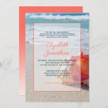 Small Elegant Coral Blue Tropical Beach Ombre Wedding Front View