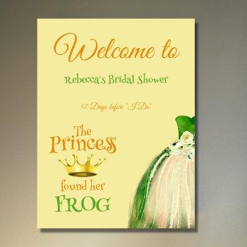 Small Elegant Crown Princess Frog Baby Shower Welcome Poster Front View