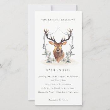 elegant cute deer floral crest vow renewal invite