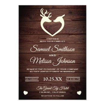 Small Elegant Deer Heart Rustic Wood Wedding Front View