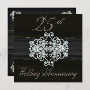 elegant diamonds 25th silver wedding anniversary invitation