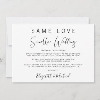Small Elegant Downsized Smaller Wedding Announcement Front View