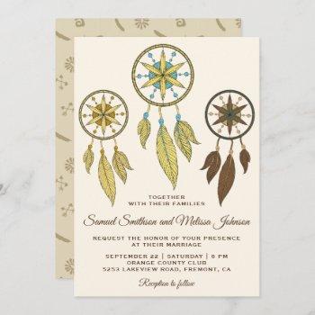 elegant dream catchers tribal wedding invitation