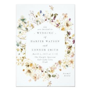 Small Elegant Dried Wildflower Pampas Floral Wedding Inv Flyer Front View