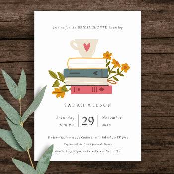 Small Elegant Dusky Stacked Books Floral Baby Shower Front View
