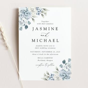 Small Elegant Dusty Blue Floral Wedding Front View